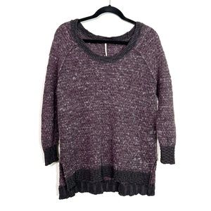 FREE PEOPLE Jeepster Honeycomb wool blend Pullover Sweater in Purple size Small